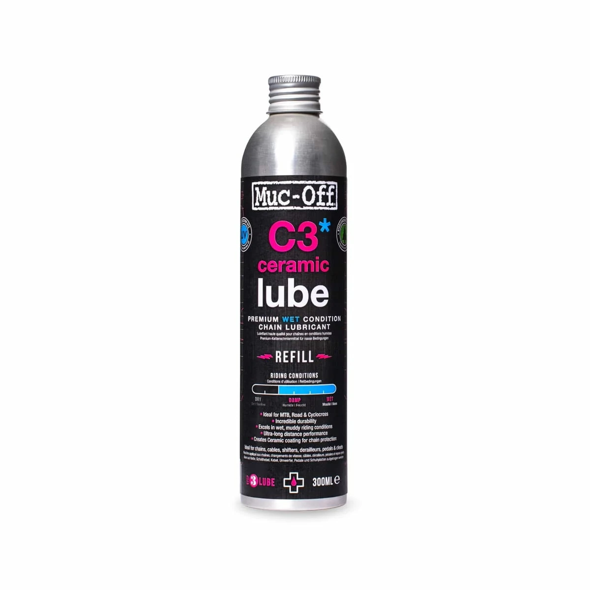 Muc-Off C3 Wet Ceramic Lube / Kettingsmeermiddel - 300 Ml 3 Muc-Off C3 Wet Ceramic Lube / Kettingsmeermiddel - 300 Ml